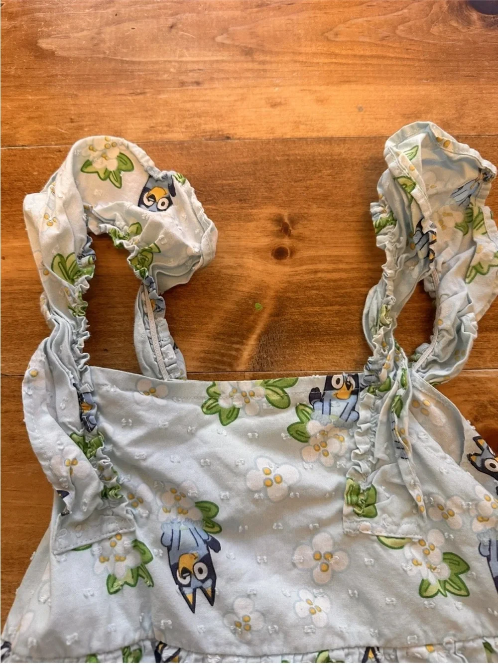 Bluey 5t Light Blue Floral & Character Tiered Sundress